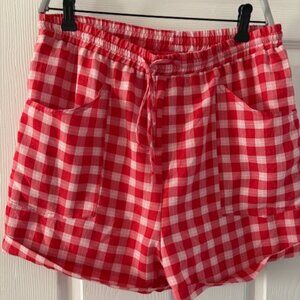 Anthropologie Red and White Checkered Women Shorts